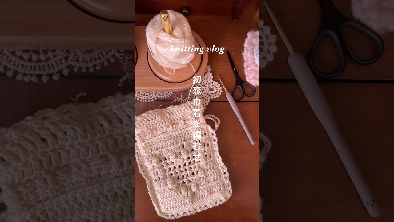 knitting vlog ハートの巾着を編むぜ #かぎ針編み #編み物