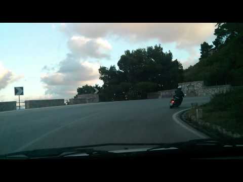 Driving uphill to Erice (Trapani, Sicily)