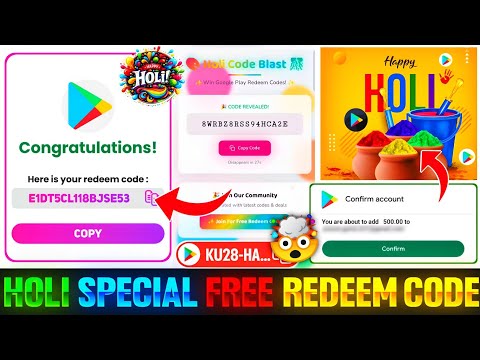 FREE REDEEM CODES INSTANT | HOLI SPECIAL FREE REDEEM CODE | GOOGLE PLAY STORE REDEEM CODES FREE 2026