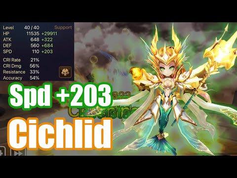 【Summoners War | Curry's RTA】God Speed +203 Cichlid, skill3 & skill2 is so powerful!!