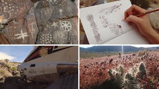 Travel Vlog | Exploring Petroglyphs, Jet Fighter Crash, and Ghost Towns in the California Desert