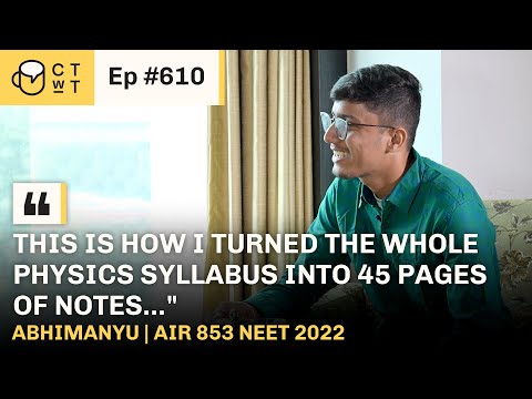 CTwT E610 - NEET 2022 Topper Abhimanyu AIR 853 | 680/720Marks | #neetresults2022 #neettopper