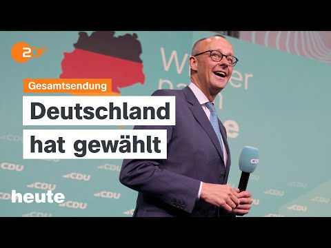 heute 19:00 Uhr vom 23.02.2025 Bundestagswahl 2025, Erste Hochrechnungen, Ukraine im Krieg