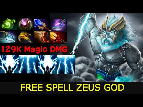 Crazy ZEUS 129K MAGIC Damage Arcane Blink FREE SPELL EASY Counter Tinker 7.28 DotA 2
