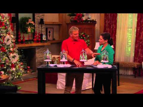 Illuminated 13" Holiday Scenes Under Glass w/Mirror Insert by Valerie with Rick Domeier