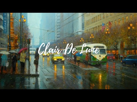 Debussy - Clair De Lune • 10 Hours w/ Rain & Fireplace • Relaxing Classical Music for Study/Sleep