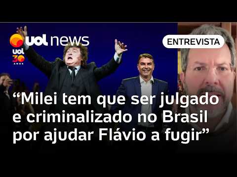 Milei tem que ser julgado e criminalizado no Brasil por ter ajudado Flávio a fugir, diz professor