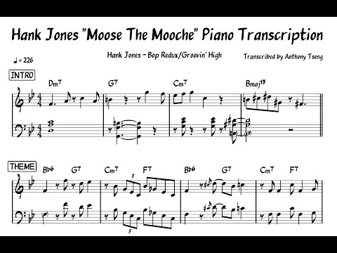 Hank Jones "Moose The Mooche" Piano Transcription