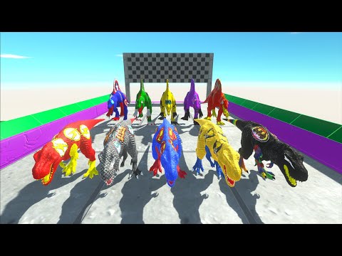 DC Marvel Super Team T-rex vs Spinosaurus Family Hunting found Jurassic world evolution