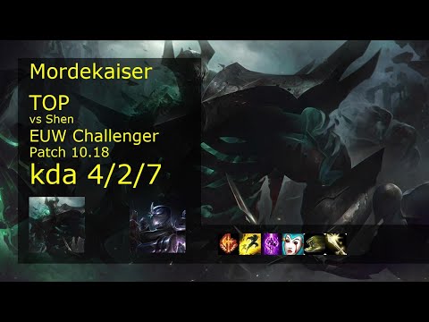 Mordekaiser vs Shen Top - EUW Challenger 4/2/7 Patch 10.18 Gameplay