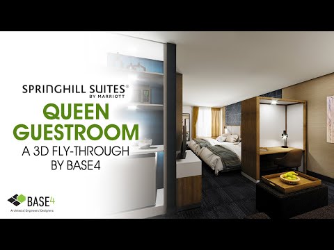 A SpringHill Suites Queen Guestroom: A 3D Fly-through by Base4