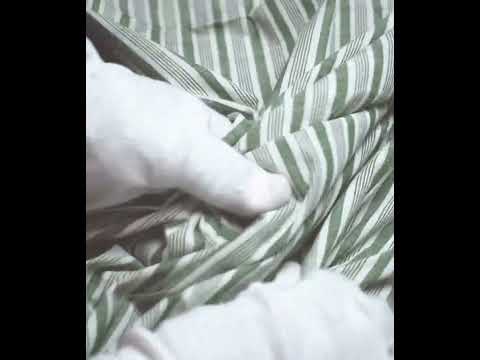 Stripe Green & White Khadi Cotton 95 GSM Handwoven Fabric — video