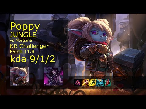 Poppy vs Morgana Jungle - KR Challenger 9/1/2 Patch 11.8 Gameplay // [롤] 뽀삐 vs 모르가나 정글