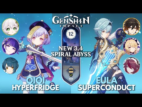 NEW Spiral Abyss 3.4 | C1 Qiqi HyperFridge & C0 Eula Superconduct | Floor 12 Full Star Clear