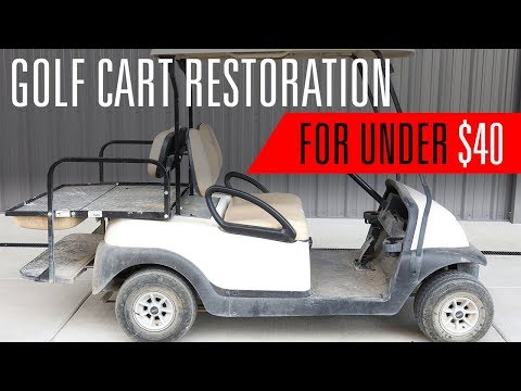 Part of a video titled GOLF CART RESTORATION FOR UNDER $40!! - YouTube