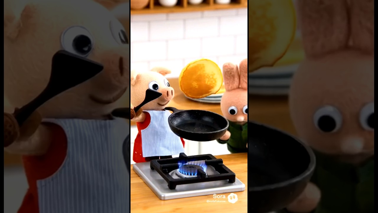 ジャケうさ劇場【楽しいパンケーキ作り】#shorts #animation #funny