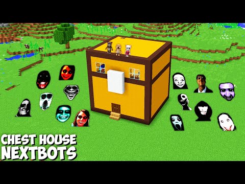SURVIVAL in the CHEST HOUSE with JEFF THE KILLER OBUNGA AND 100 NEXTBOTS in Minecraft