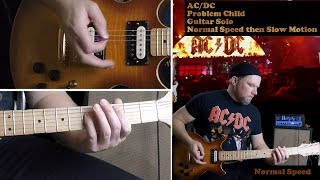 [HD] How to play AC/DC Problem Child Guitar Solo Normal Speed and Slow Motion