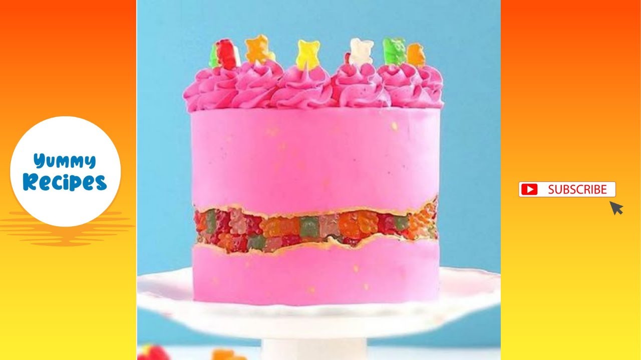 Gummy Bear Fault Line Cake Decorating | Yummy Recipes #Shorts