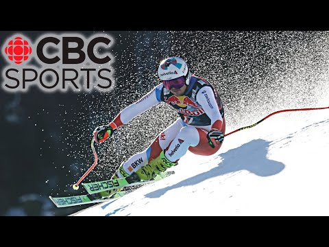 Swiss skier Urs Kryenbuehl crashes across finish line at Kitzbuhel downhill