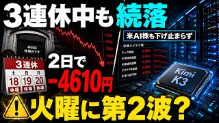 日本株3連休中もAI株続落｜火曜に第2波は来るのか？Kimi K3と売りの連鎖