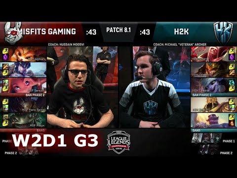 Misfits vs H2K Gaming | Week 2 Day 1 of S8 EU LCS Spring 2018 | MSF vs H2K W2D1 G3