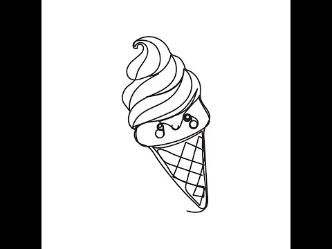 ice cream one-line art design / ice cream one-line art adobe illustrator minimal line art design