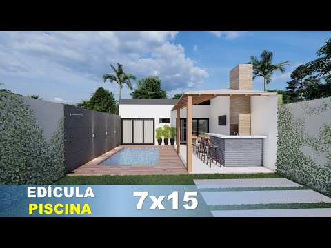 Projeto de Edícula com Piscina e Churrasqueira (Terreno de 7x15) Tour pela Edícula │ Pool House