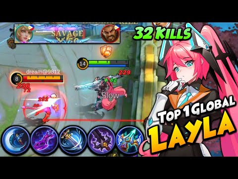 2x SAVAGE + 32 Kills!! Layla Best Build To Bully Your Enemy! | Top 1 Global Layla