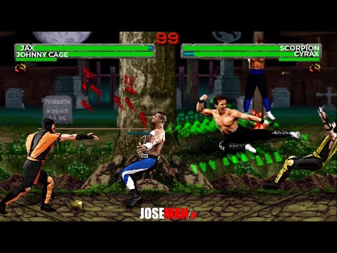 JAX , JOHNNY CAGE🔥 vs 🔥SCORPION , CYRAX 🔥 Mortal Kombat II