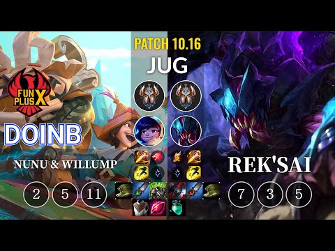 FPX Doinb Nunu & Willump vs Rek'Sai Jungle - KR Patch 10.16
