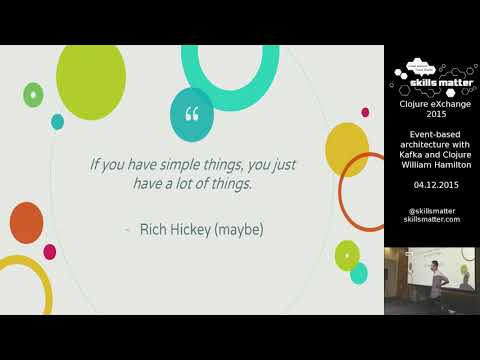 Clojure eXchange 2015 Event based architecture with Kafka and Clojure William Hamilton 04 12 2015 14