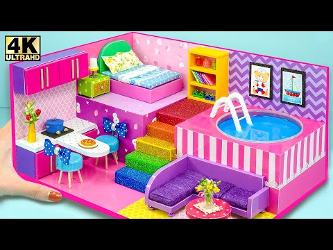 DIY Miniature House #19 ❤️ Build Round Swimming Pool, Bedroom, Kitchen, Living Room from Cardboard