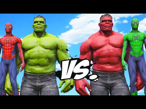 SPIDER-MAN, HULK VS RED HULK, GREEN SPIDERMAN - Epic Superheroes Battle