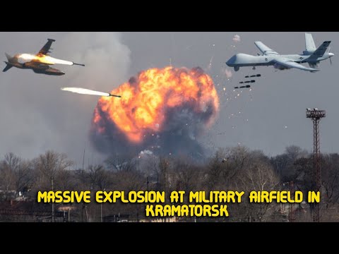 Massive explosion at military airfield in Kramatorsk