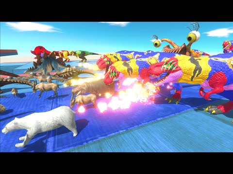 ESCAPE RACE🔥FIRE BREATHING CAPTAIN MARVEL T-REX DINOSAUR ALIEN🦖-Animal Revolt Battle Simulator