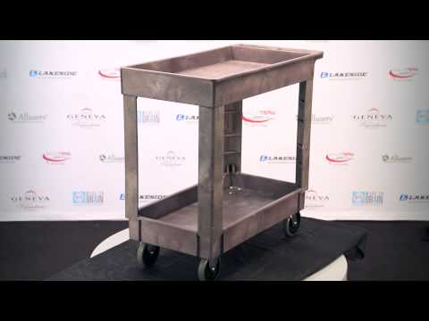 Lakeside 2521 Gray 2-Shelf Plastic Deep Well Utility Cart - 17 1/2" x 34 1/2" x 32 3/4" 4 image