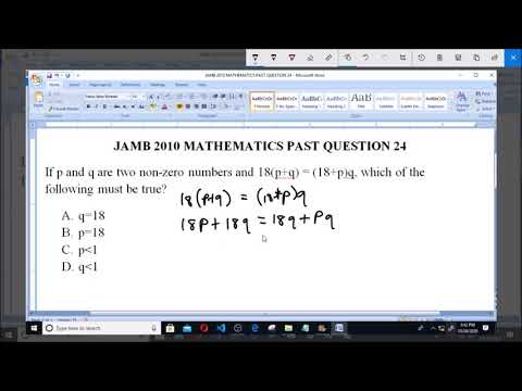 JAMB 2010 MATHEMATICS PAST QUESTION 24 Algebra