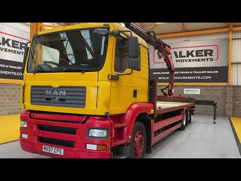 New In Stocklist For Sale: MAN TGA 26.360, 6X2 26 TONNE DRAWBAR SPEC FLATBED CRANE - 2007 - MX07 CPE