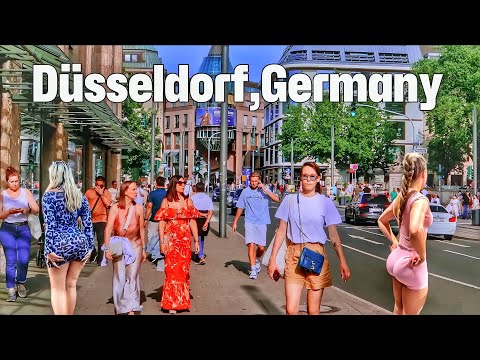 Düsseldorf, Alemanha | Passeio a pé Düsseldorf 4k HDR