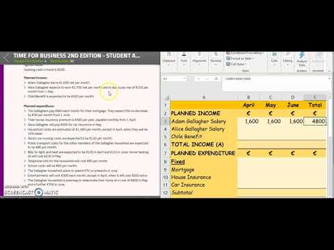 Tutorial Video 2 -  Sample Budget Question 1