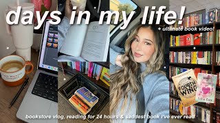 VLOG📚: productive days, reading & bookstore vlog, reading for 24 hours, & new book recs!