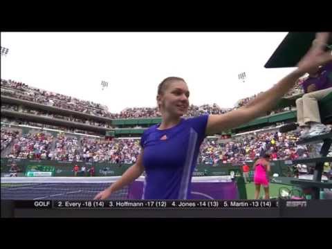Simona Halep: Gracefully  throwing the racket away before trophy grab