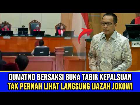 DUMATNO BERSAKSI BUKA SEMUA TABIR KEPALSUAN, TAK PERNAH LIHAT LANGSUNG IJAZAH JOKOWI