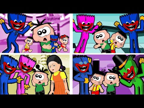 Cebolinha Mônica e Cascão em 4 Episódios Poppy Playtime com Huggy Wuggy - Desenho Animado