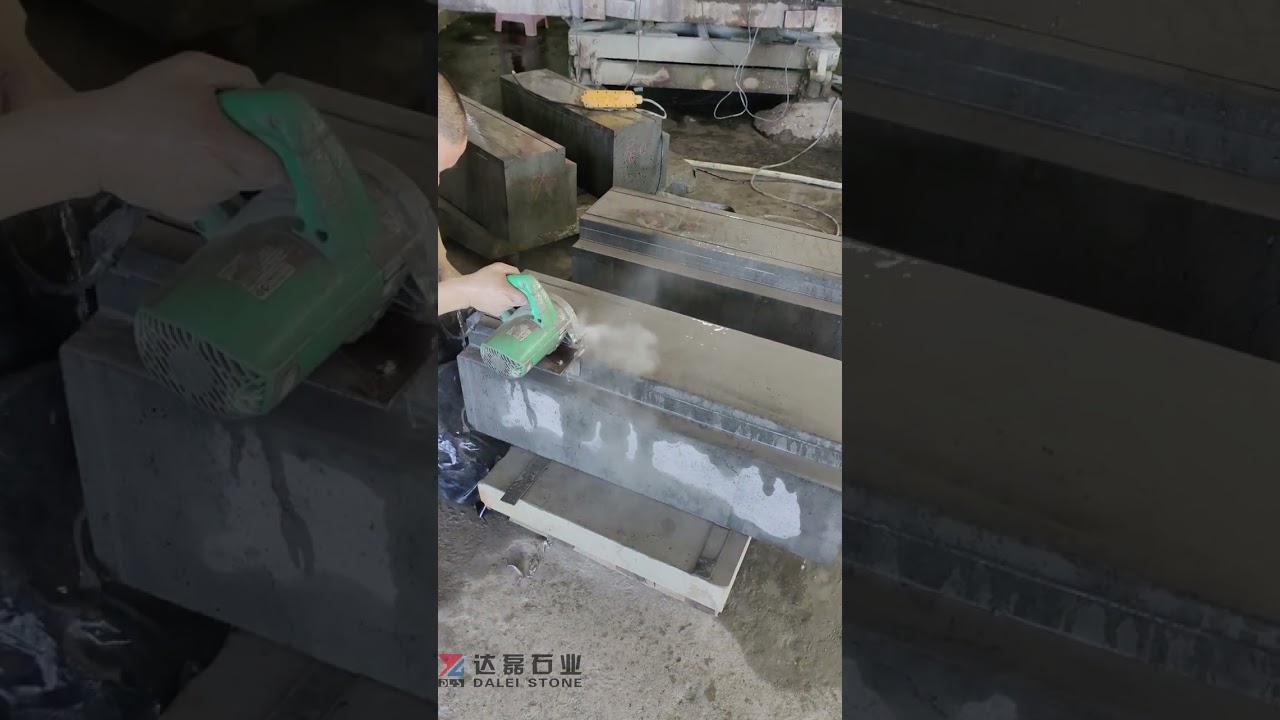 How to cut edge of irregular basalt curbstone?