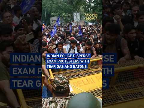 Indian police disperse exam protesters with tear gas and batons #worldnow