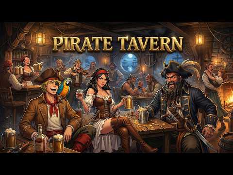 Pirate Tavern 🏴‍☠️ 3 Hours of Upbeat Pirate Music | Sea Shanty & Fantasy Tavern Ambience 4K
