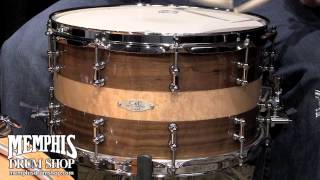 C&C Custom 14 x 8 Walnut/Mahogany/Walnut Snare Drum w/ Birdseye Maple Inlay