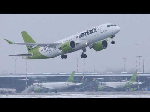 (4K) FREEZING Planespotting at Riga International Airport | 28th November 2022